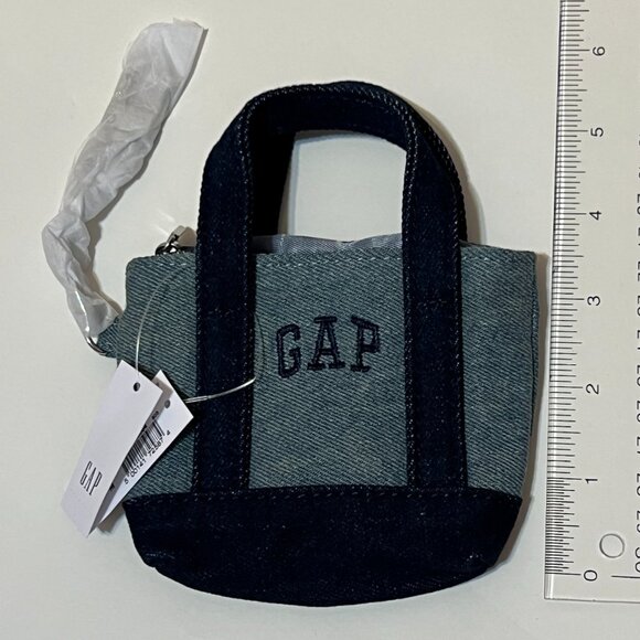NEW Gap Logo Denim Tote Keychain Bag Charm - Picture 4 of 7